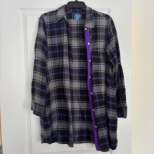 Simply Vera Plaid Shirt Dress with Purple and Gray Accents
